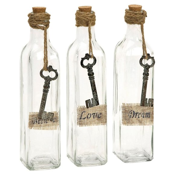 One Kings Lane Other - NWT Rustic "Love", "Believe" and "Dream" Bottles
